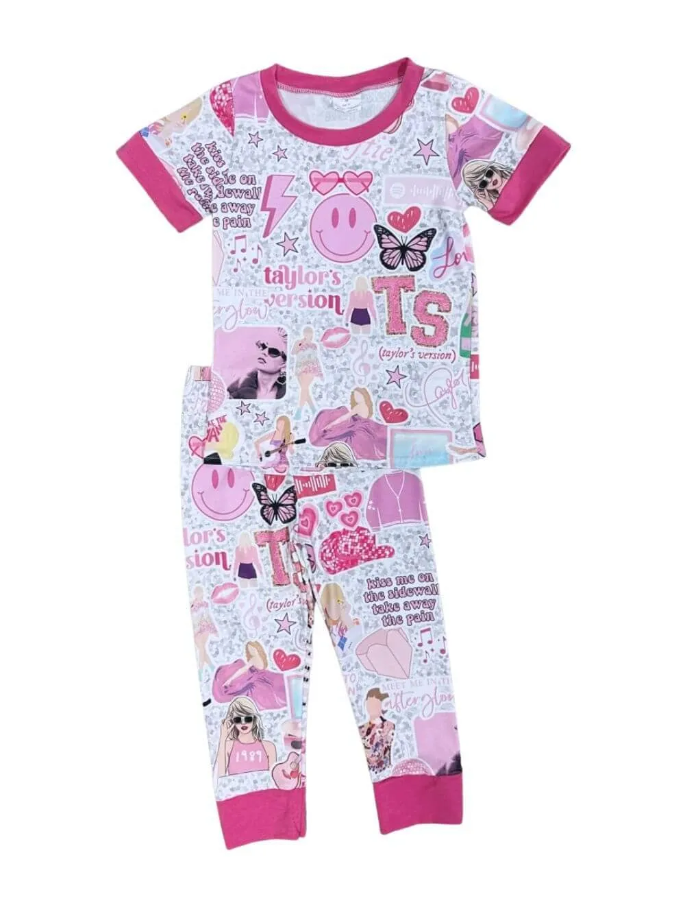 Swiftie Hot Pink Girls Short Sleeve Pajama Set