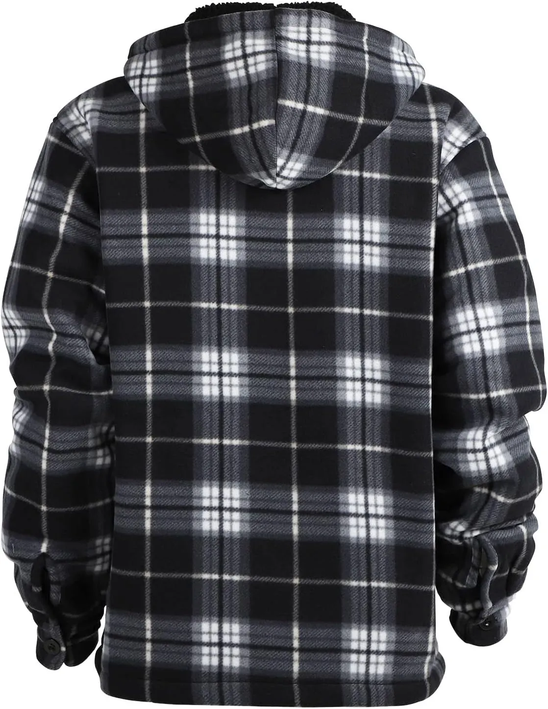 TanBridge Men's Flannel Plaid Jacket Full Zip Fleece Flannel Sherpa Hoodies Heavyweight Fleece Lined Warm Coat