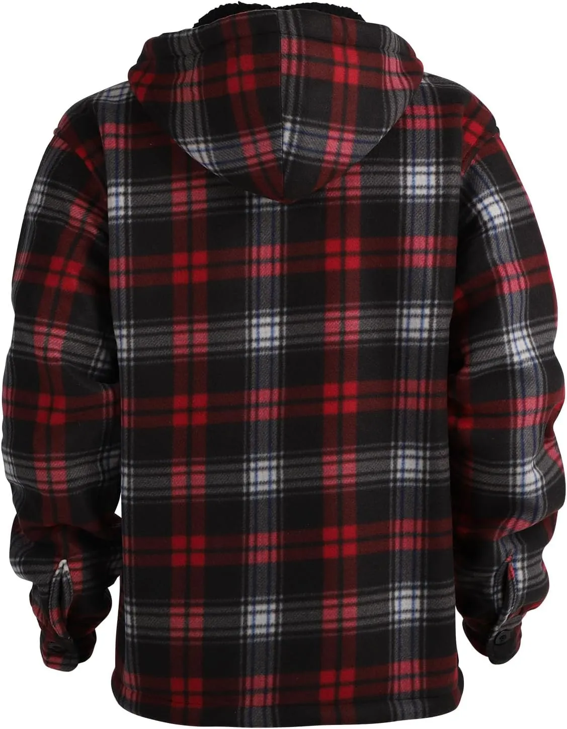 TanBridge Men's Flannel Plaid Jacket Full Zip Fleece Flannel Sherpa Hoodies Heavyweight Fleece Lined Warm Coat