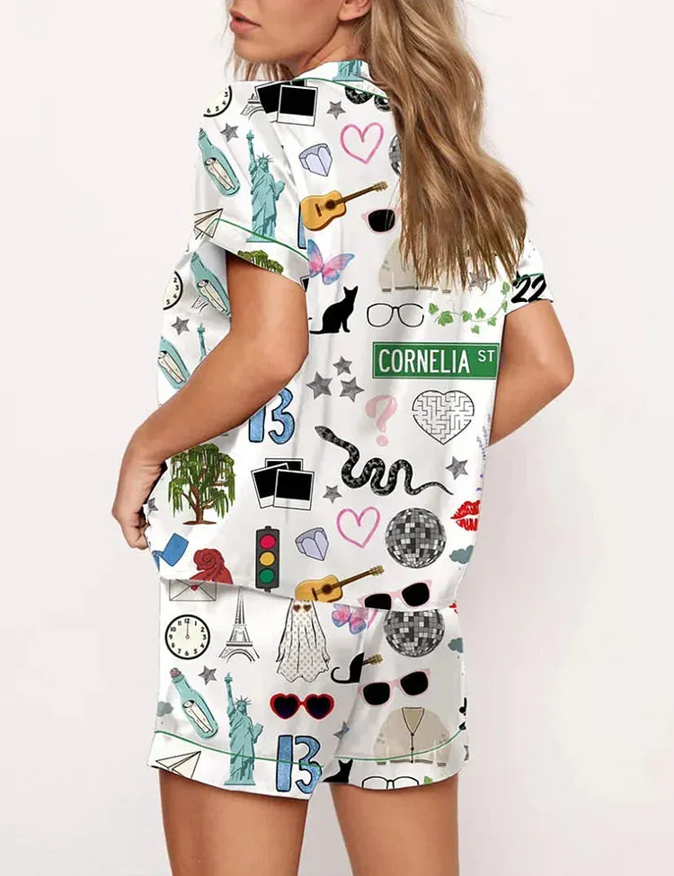 Taylor Swift Short Sleeve Button Down Pajama Set