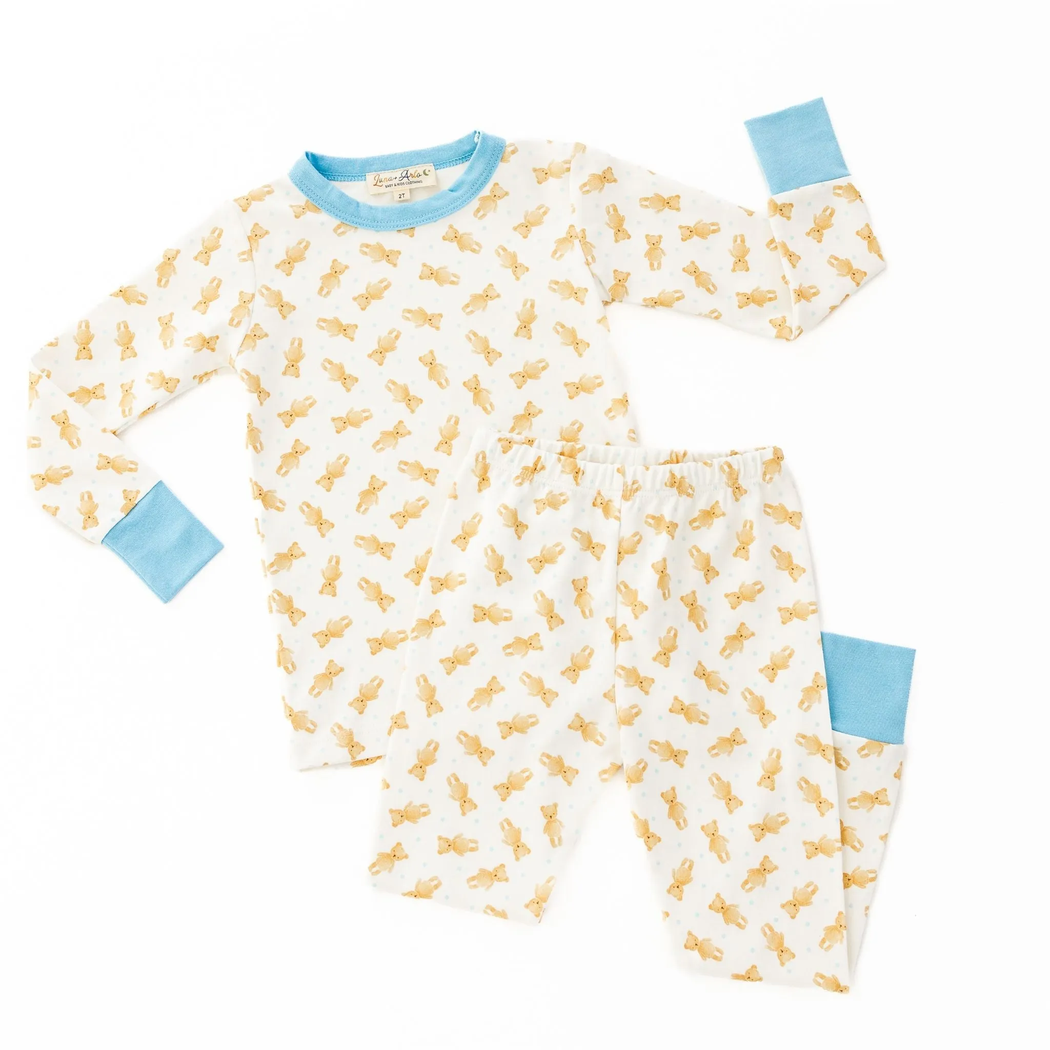 Teddy Long Pajamas - Blue by Luna and Arlo