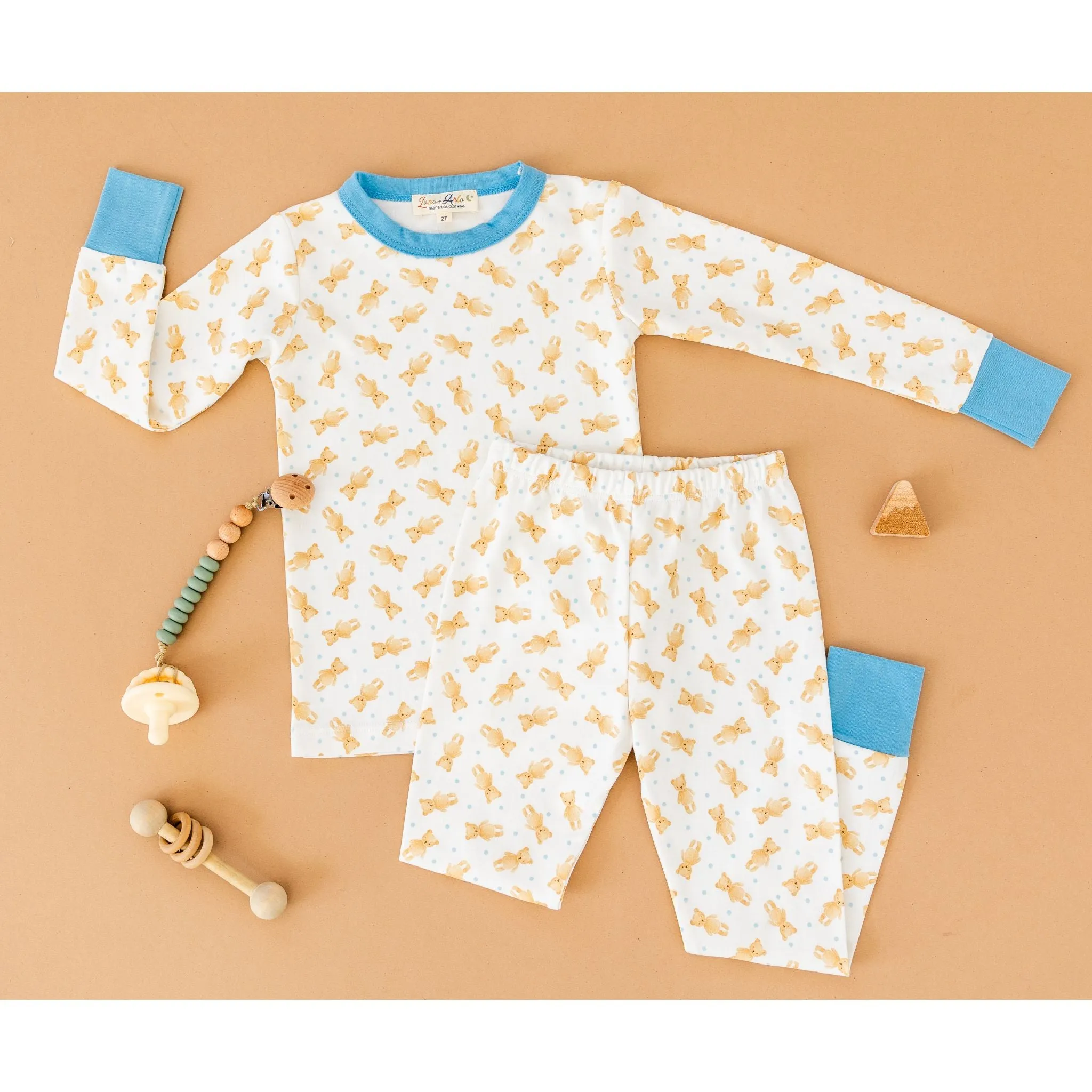 Teddy Long Pajamas - Blue by Luna and Arlo