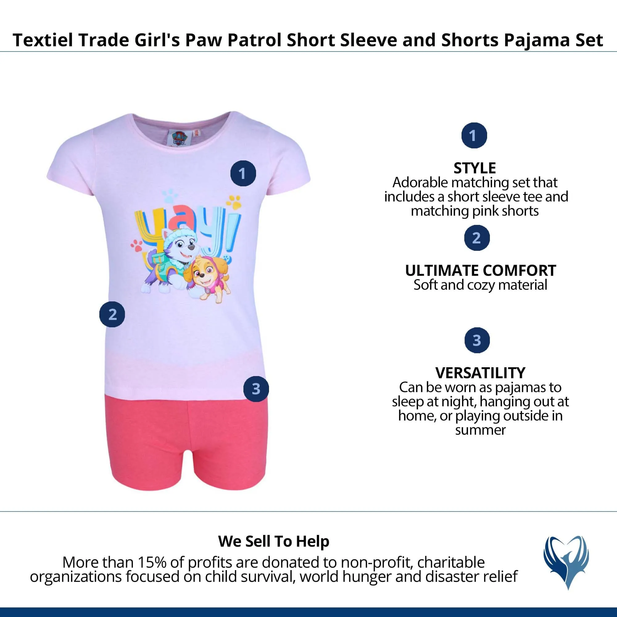 Textiel Trade Girl's Paw Patrol Short Sleeve and Shorts Pajama Set
