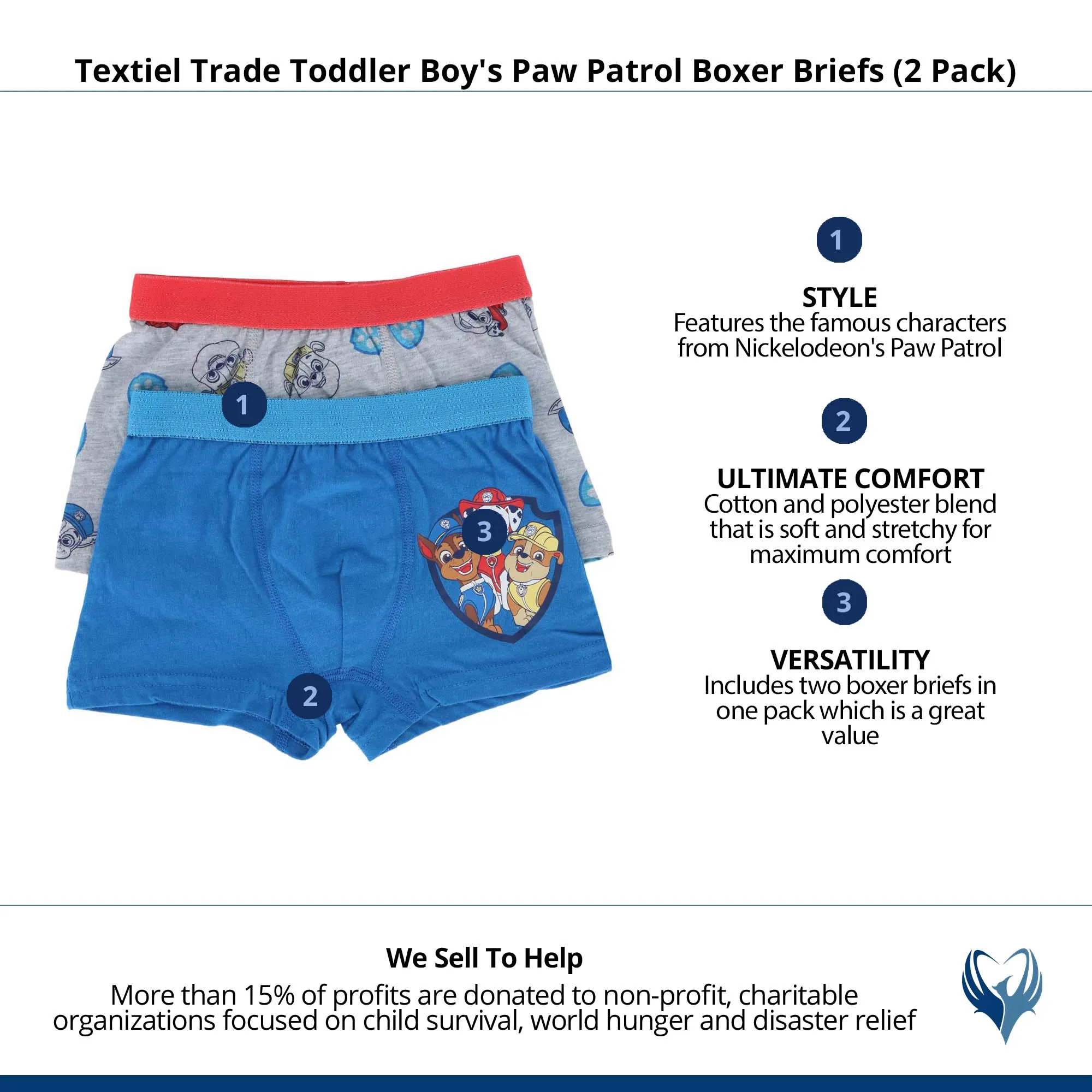 Textiel Trade Toddler Boy's Paw Patrol Boxer Briefs (2 Pack)
