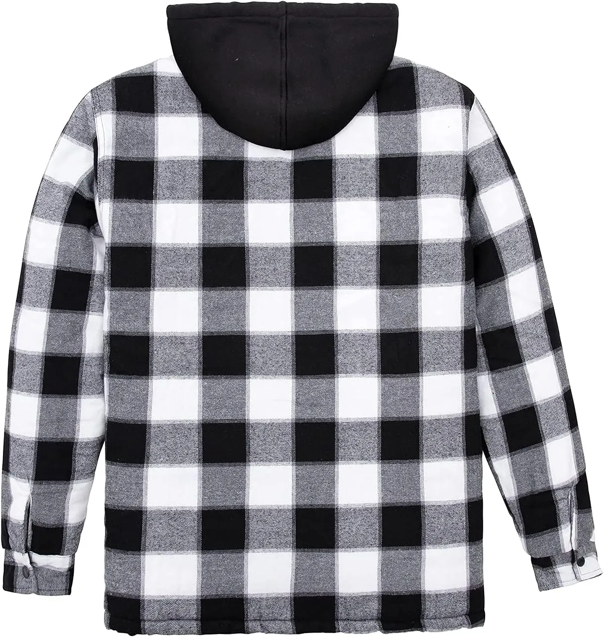 ThCreasa Mens Plaid Quilted Lined Flannel Jacket Button Down Flannel Shirt Jackets with Hood
