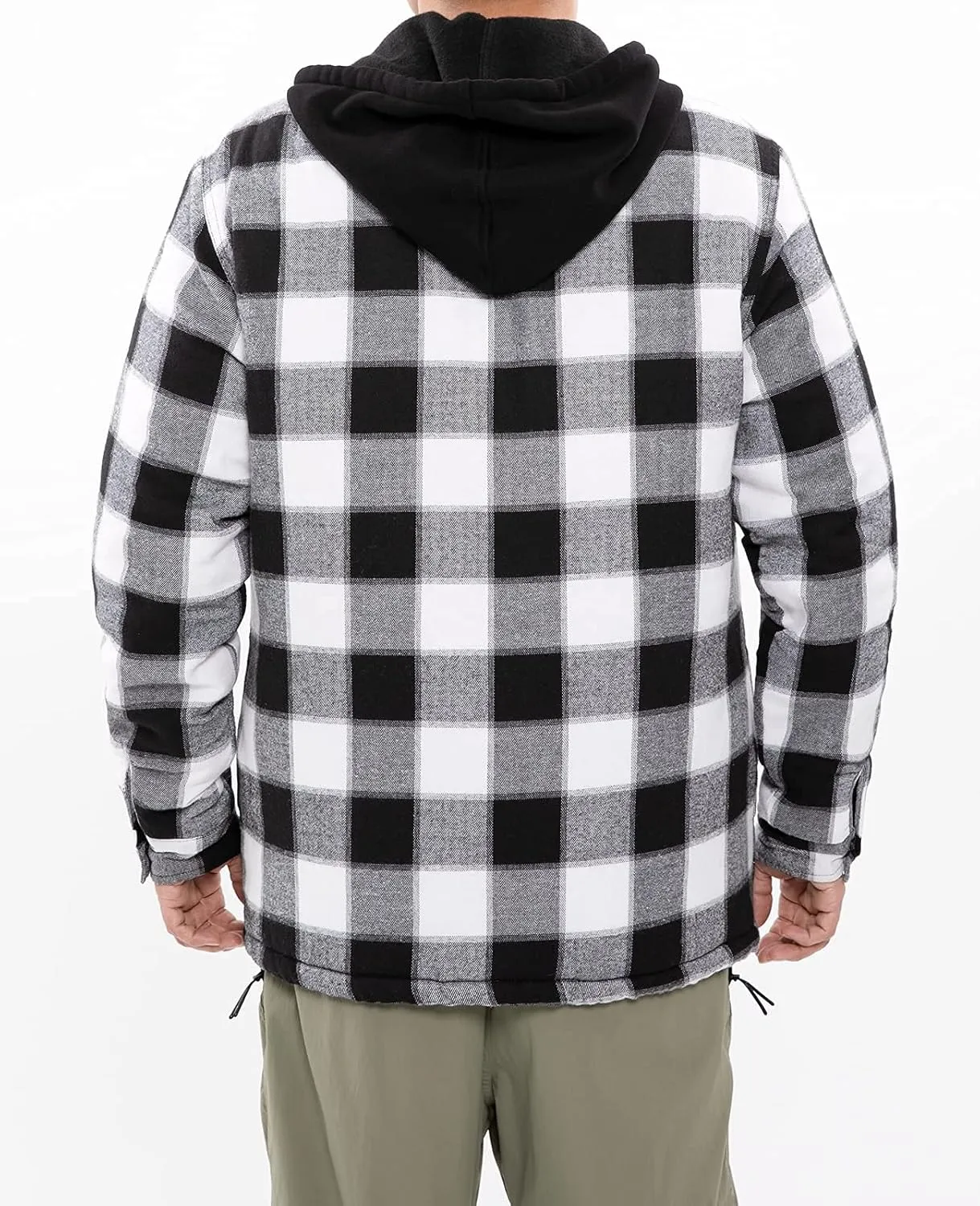 ThCreasa Mens Plaid Quilted Lined Flannel Jacket Button Down Flannel Shirt Jackets with Hood