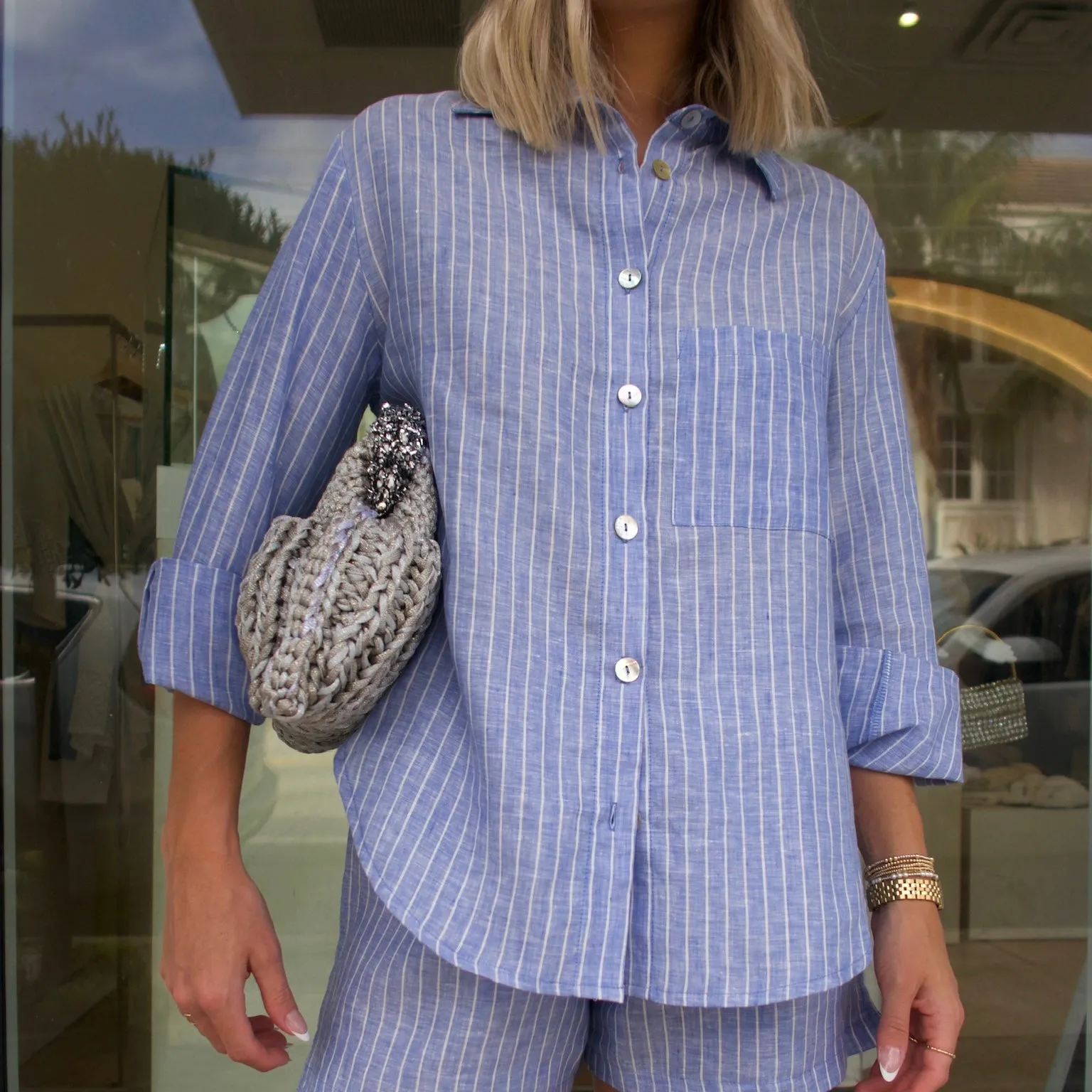 The Daily Button Up - Blue Stripe