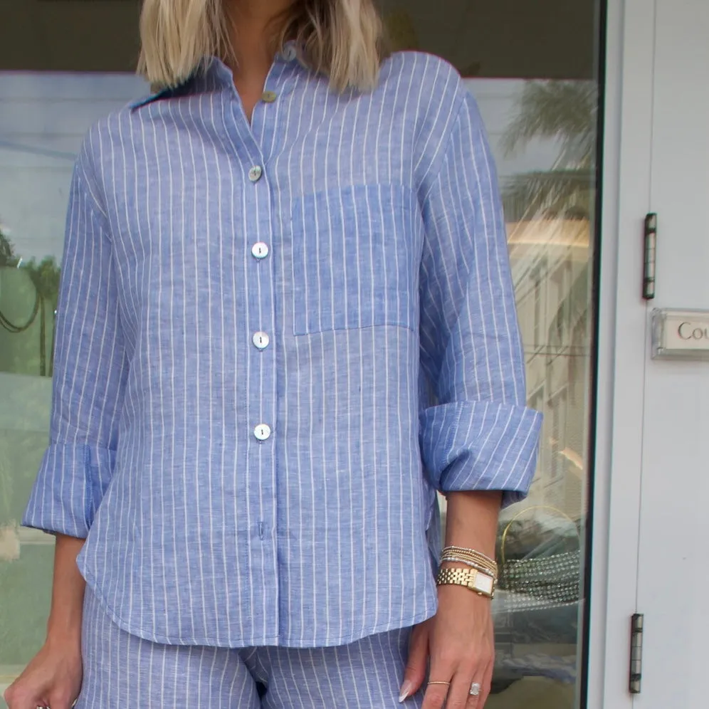 The Daily Button Up - Blue Stripe