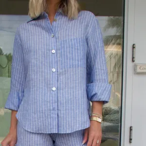 The Daily Button Up - Blue Stripe
