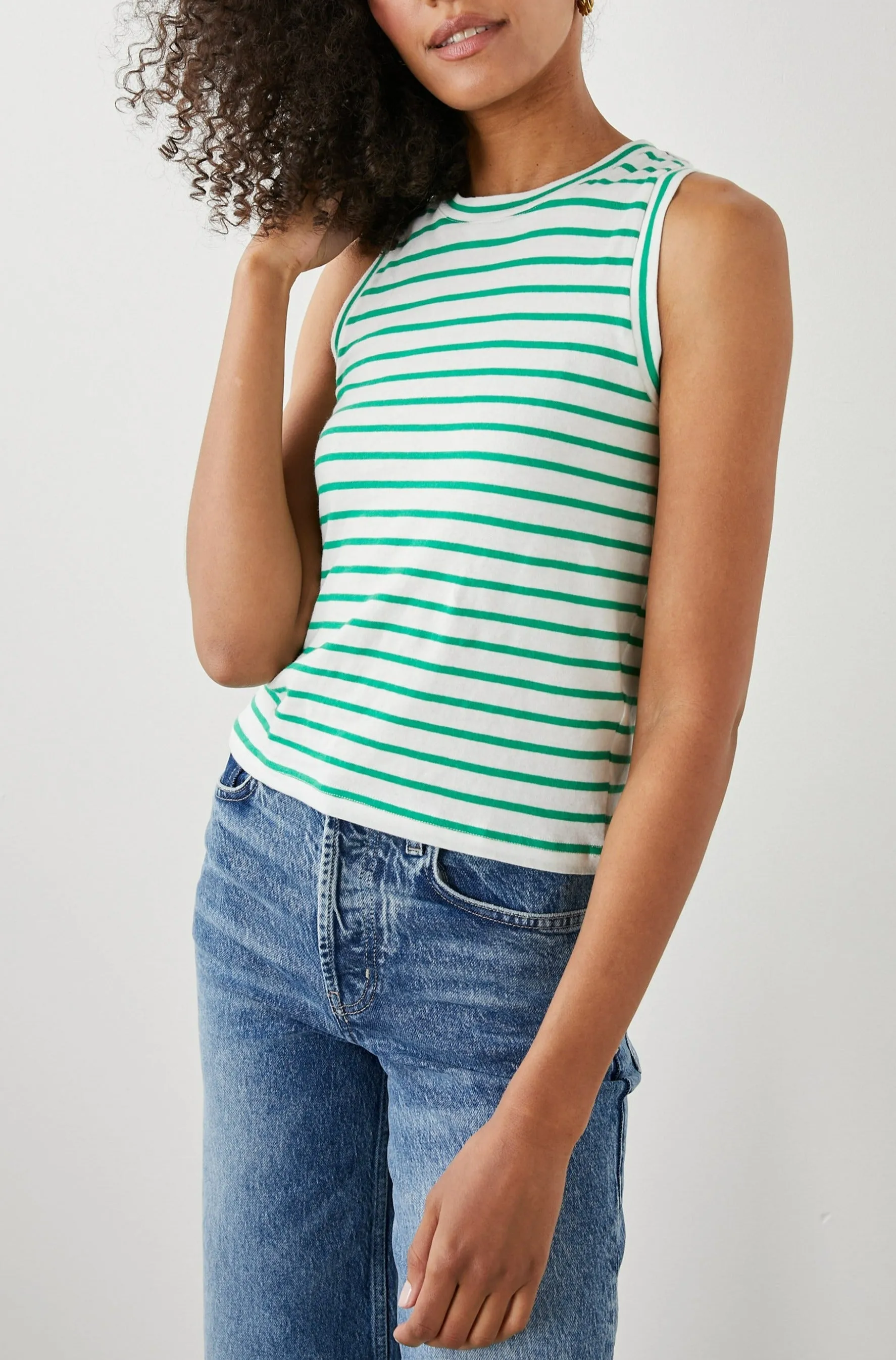 THE RACER TANK - SAILOR STRIPE GREEN