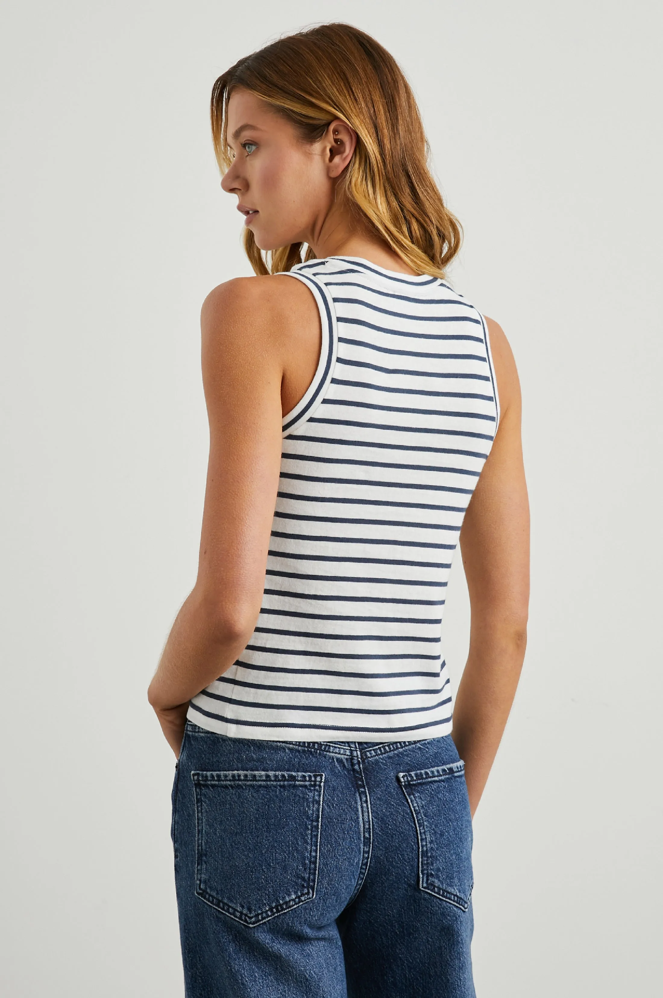 THE RACER TANK - SAILOR STRIPE NAVY
