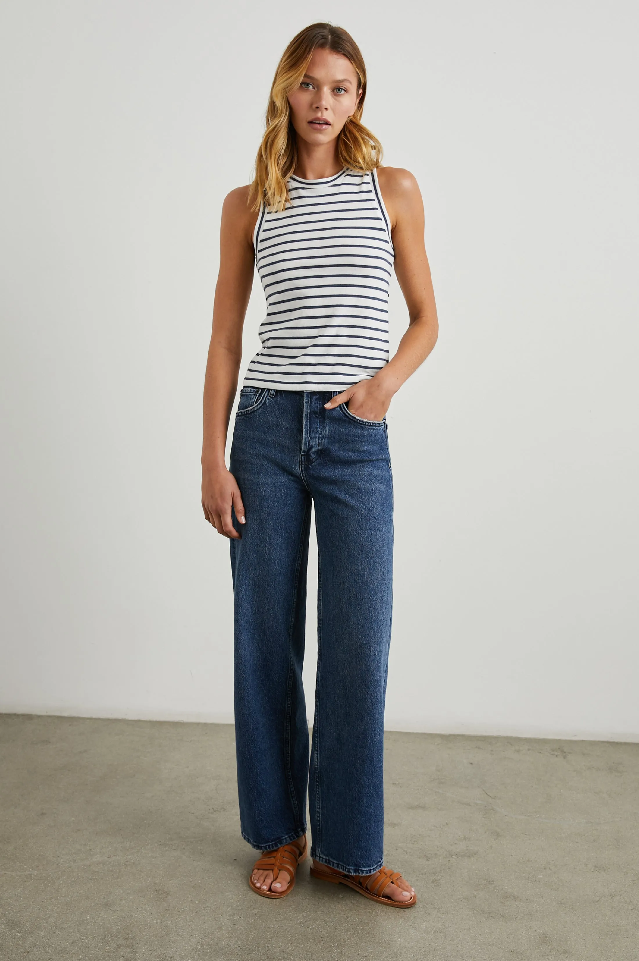 THE RACER TANK - SAILOR STRIPE NAVY