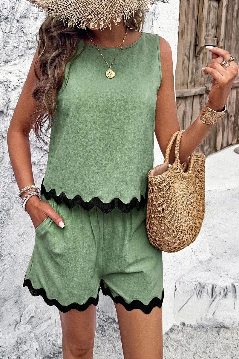 The Wave Cut Top & Shorts 2 Pieces Set