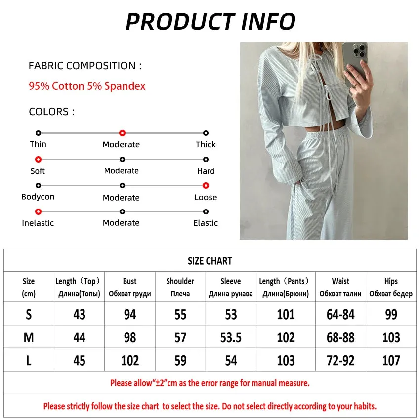 Tie-Up Casual 2 Piece Cotton Loungewear Set