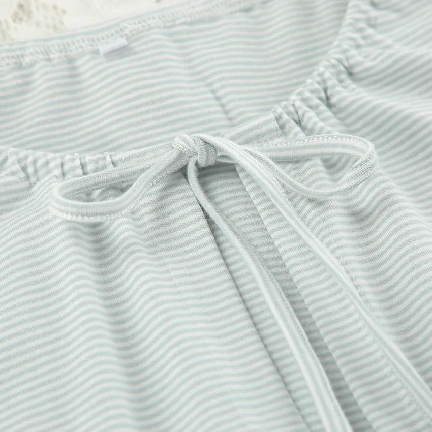 Tie-Up Casual 2 Piece Cotton Loungewear Set
