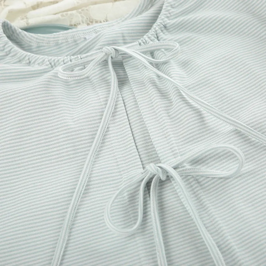 Tie-Up Casual 2 Piece Cotton Loungewear Set