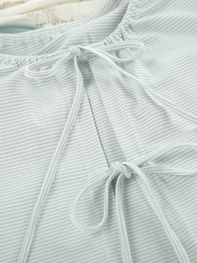 Tie-Up Casual 2 Piece Cotton Loungewear Set