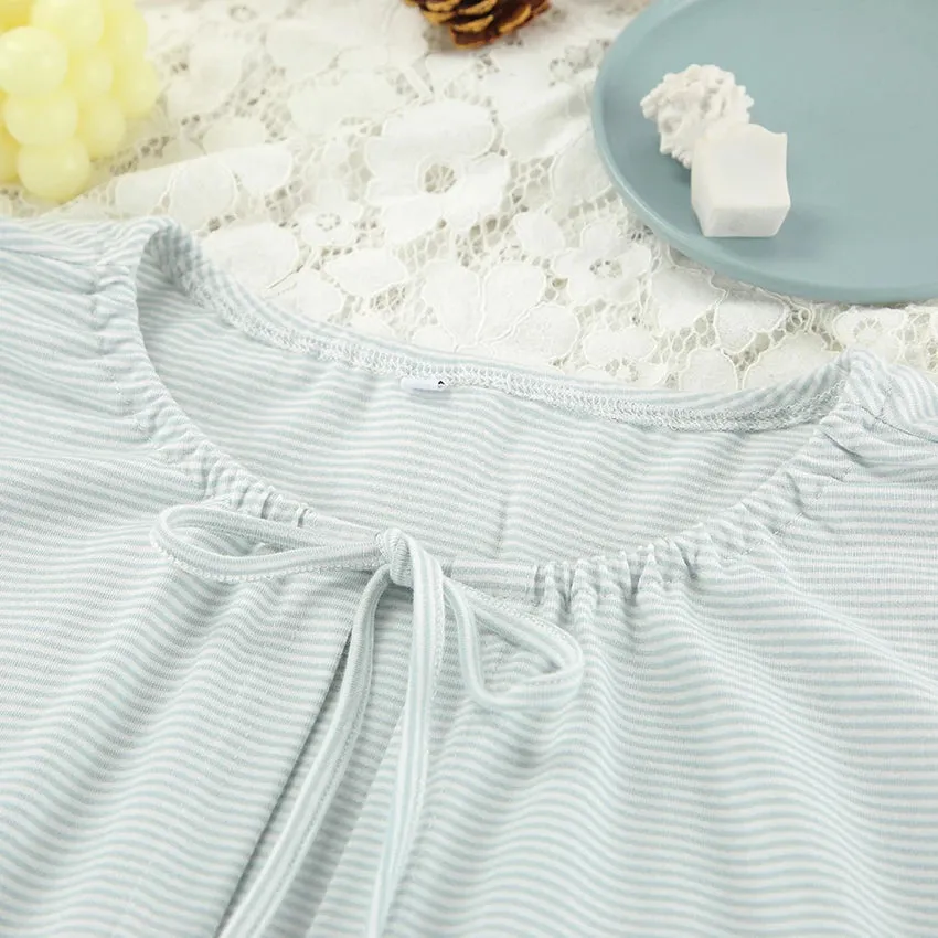 Tie-Up Casual 2 Piece Cotton Loungewear Set
