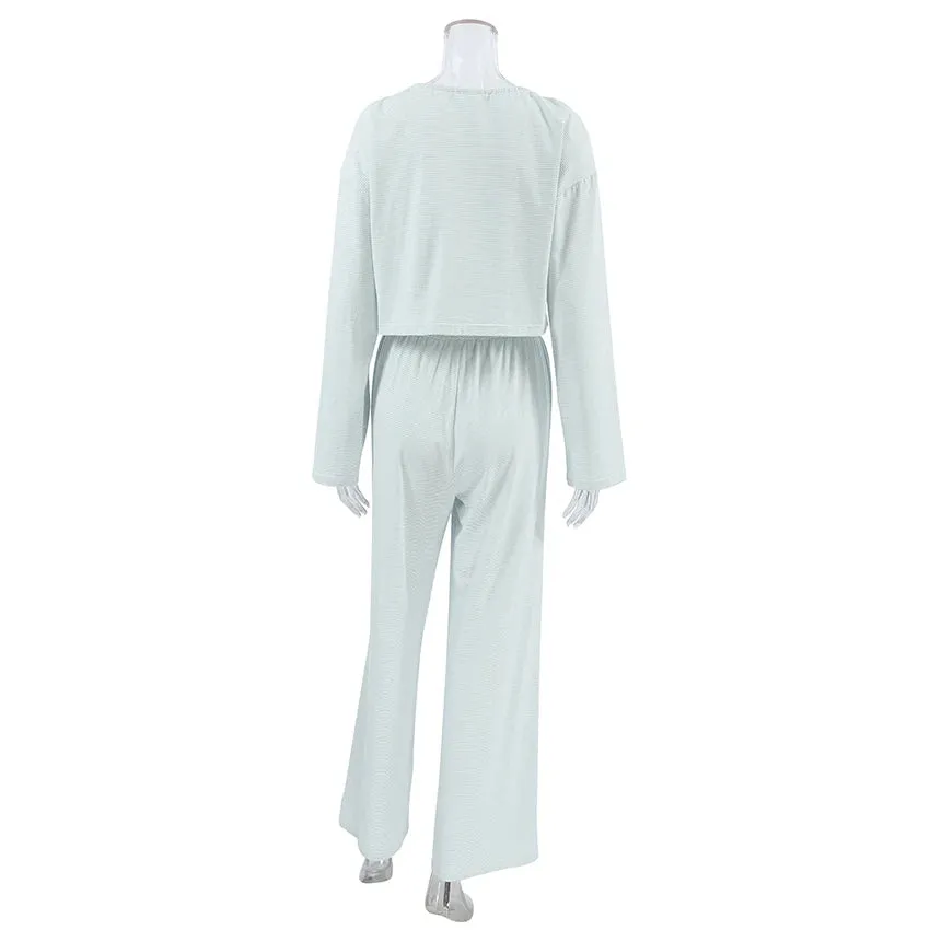 Tie-Up Casual 2 Piece Cotton Loungewear Set