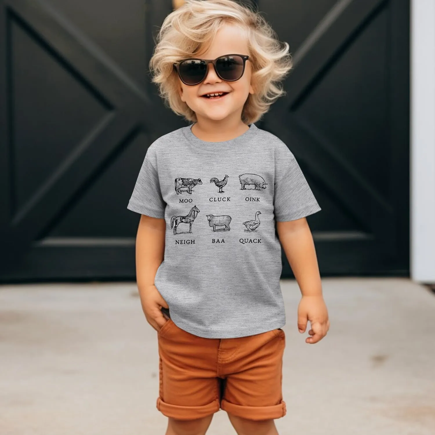 Toddler Baby Boys Girls Farm Shirt Cute Animals Graphic Short Sleeve T-Shirt Kids Funny Letter Print Summer Tee Tops