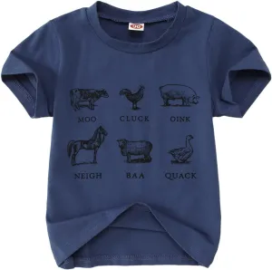 Toddler Baby Boys Girls Farm Shirt Cute Animals Graphic Short Sleeve T-Shirt Kids Funny Letter Print Summer Tee Tops