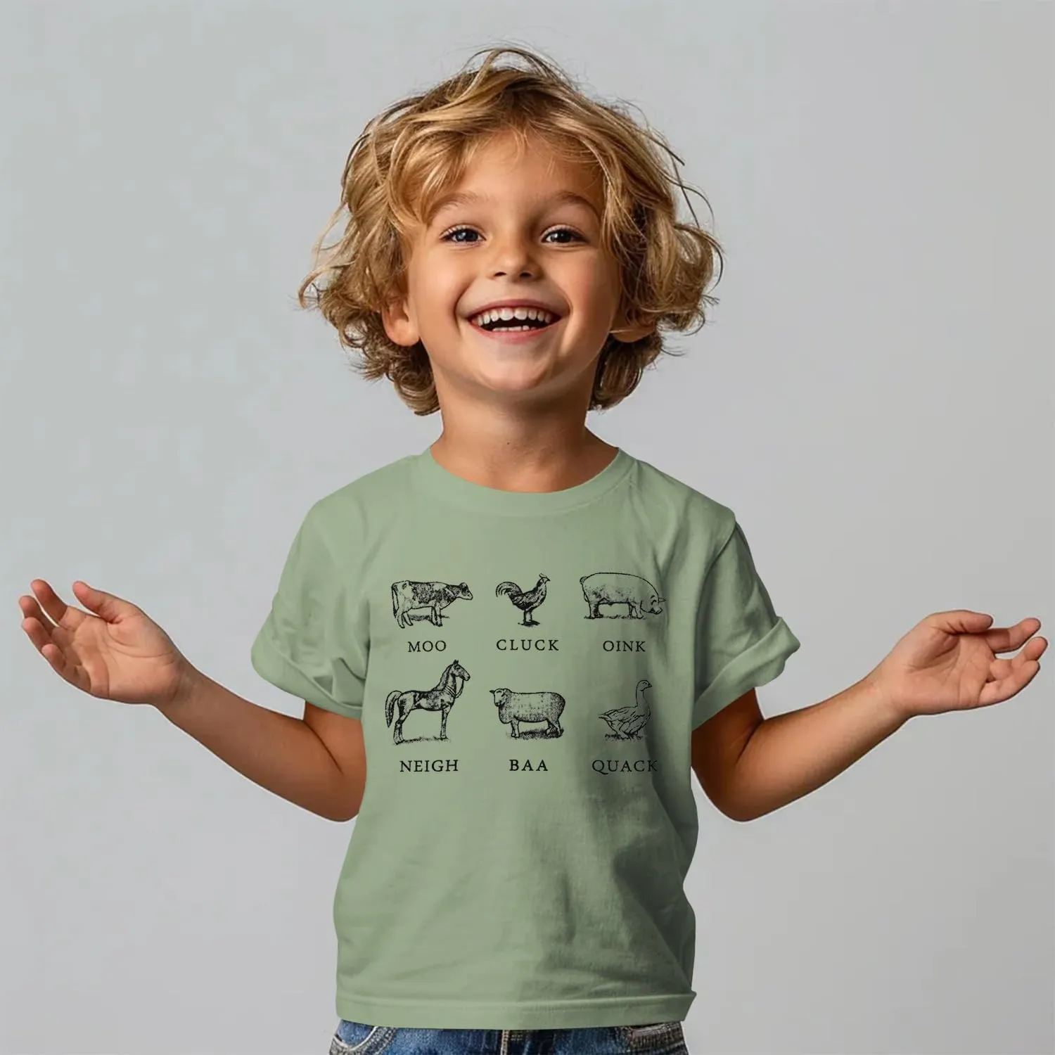Toddler Baby Boys Girls Farm Shirt Cute Animals Graphic Short Sleeve T-Shirt Kids Funny Letter Print Summer Tee Tops