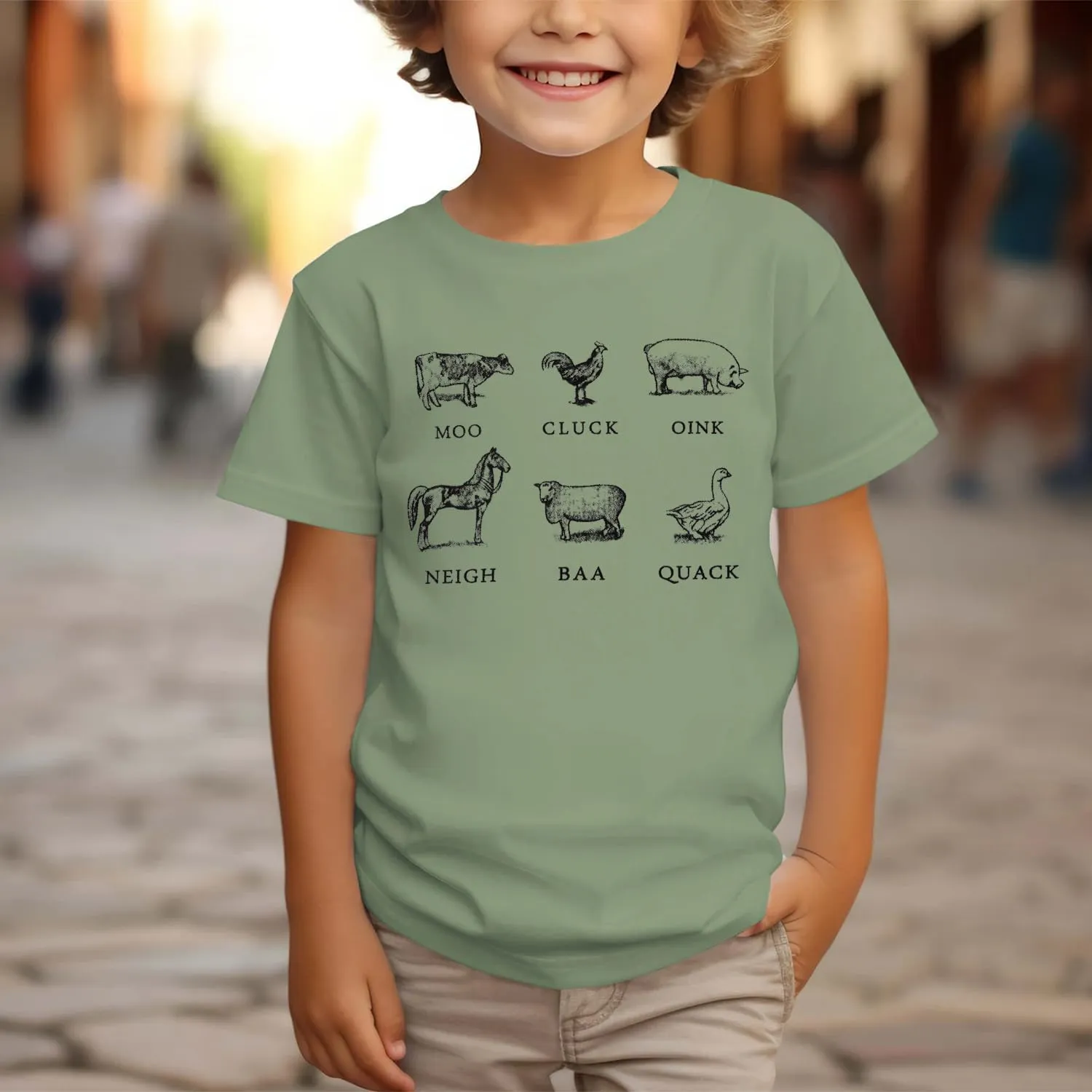 Toddler Baby Boys Girls Farm Shirt Cute Animals Graphic Short Sleeve T-Shirt Kids Funny Letter Print Summer Tee Tops