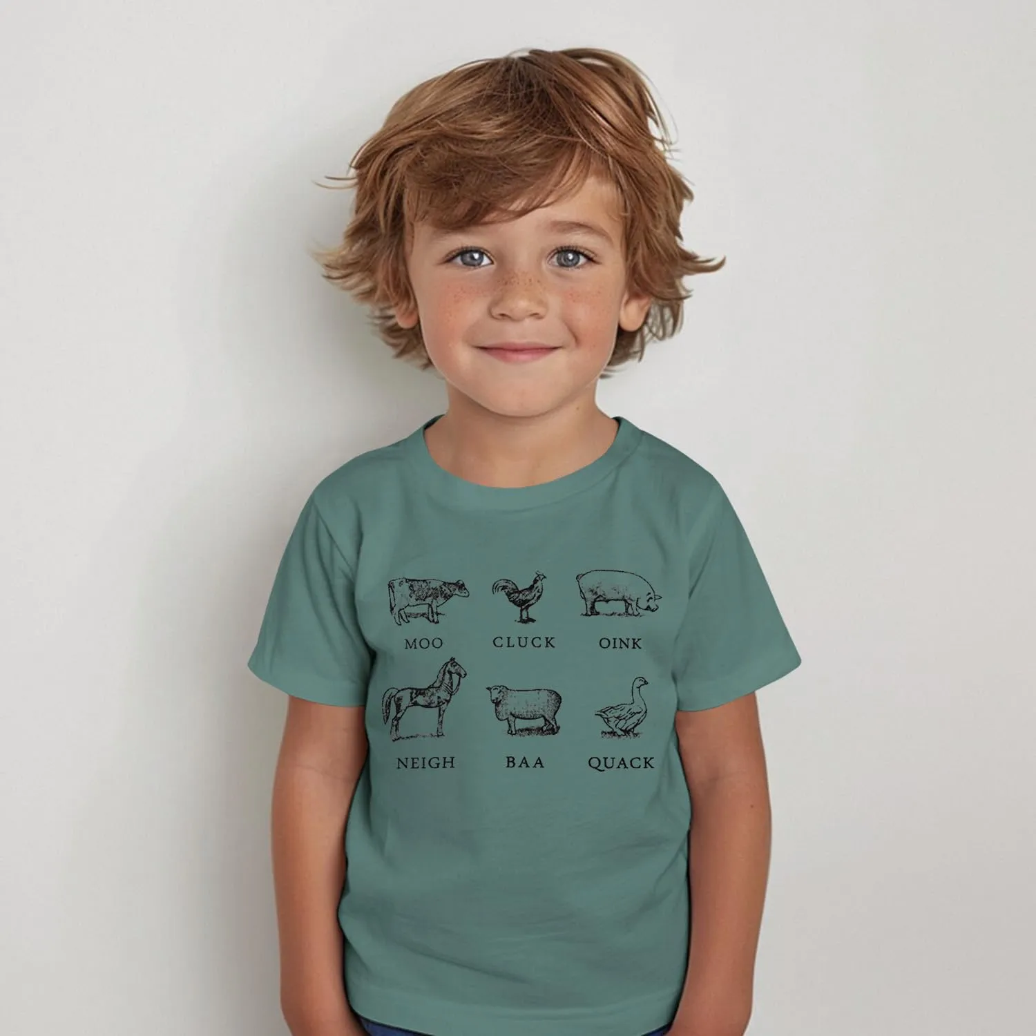 Toddler Baby Boys Girls Farm Shirt Cute Animals Graphic Short Sleeve T-Shirt Kids Funny Letter Print Summer Tee Tops