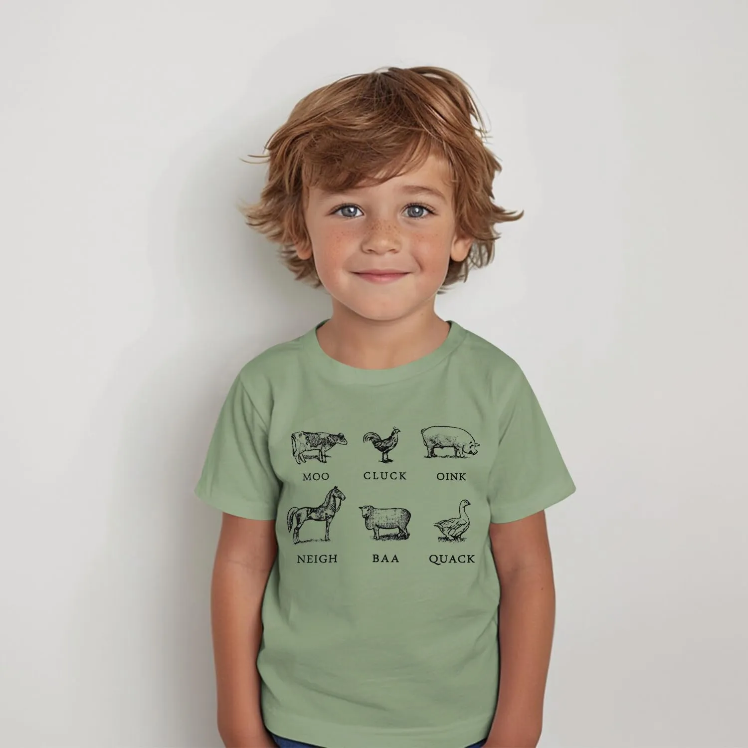 Toddler Baby Boys Girls Farm Shirt Cute Animals Graphic Short Sleeve T-Shirt Kids Funny Letter Print Summer Tee Tops