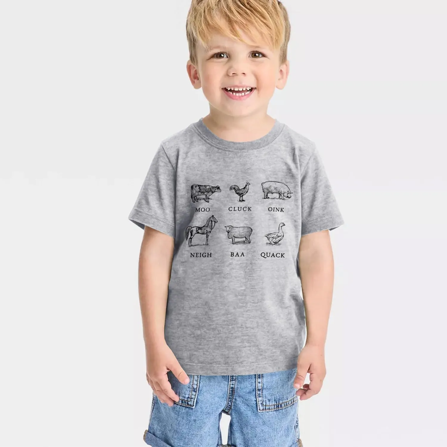 Toddler Baby Boys Girls Farm Shirt Cute Animals Graphic Short Sleeve T-Shirt Kids Funny Letter Print Summer Tee Tops