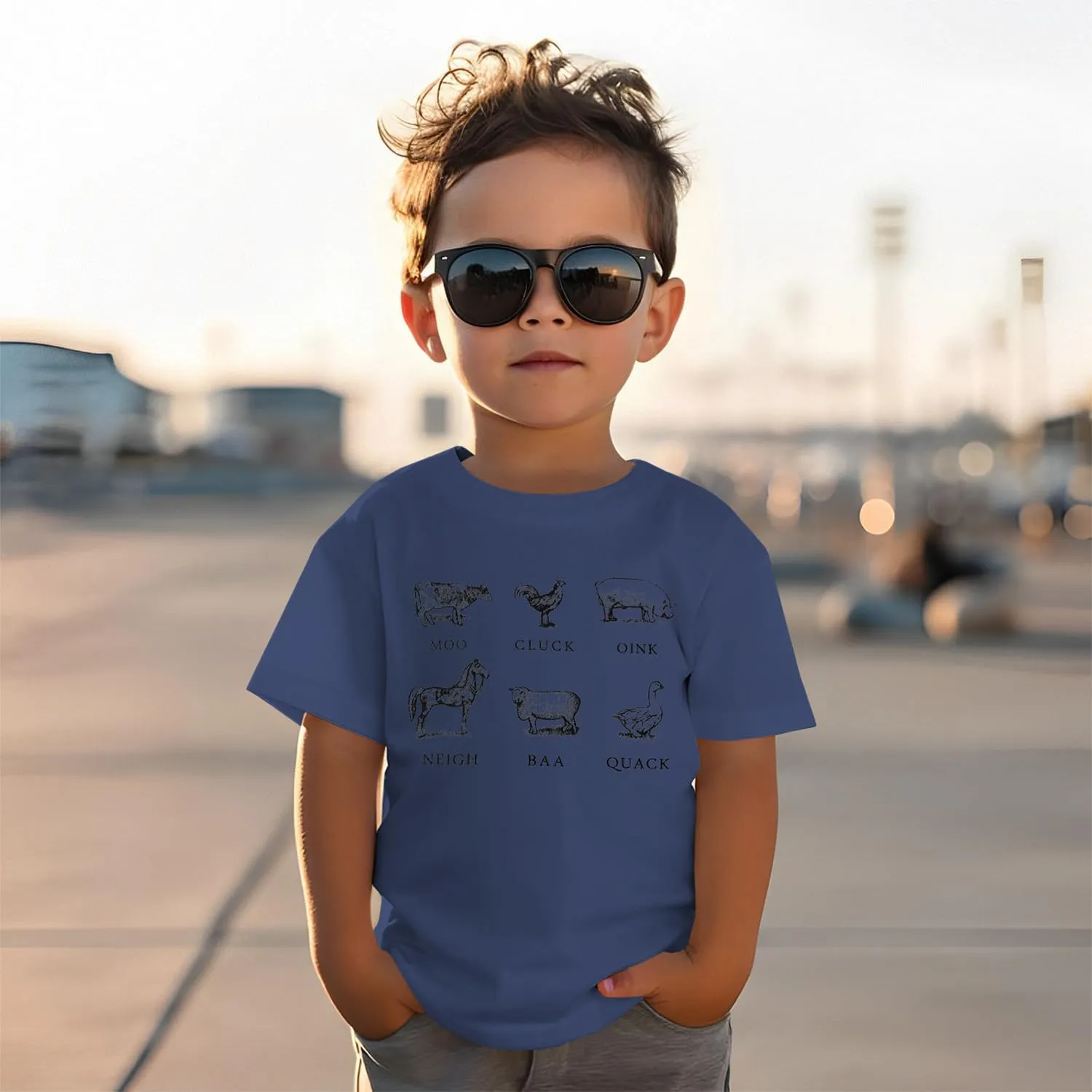 Toddler Baby Boys Girls Farm Shirt Cute Animals Graphic Short Sleeve T-Shirt Kids Funny Letter Print Summer Tee Tops