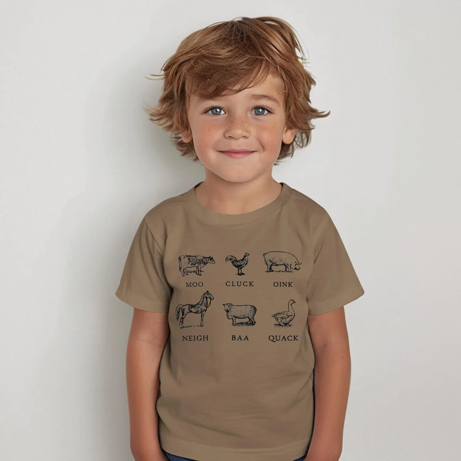 Toddler Baby Boys Girls Farm Shirt Cute Animals Graphic Short Sleeve T-Shirt Kids Funny Letter Print Summer Tee Tops