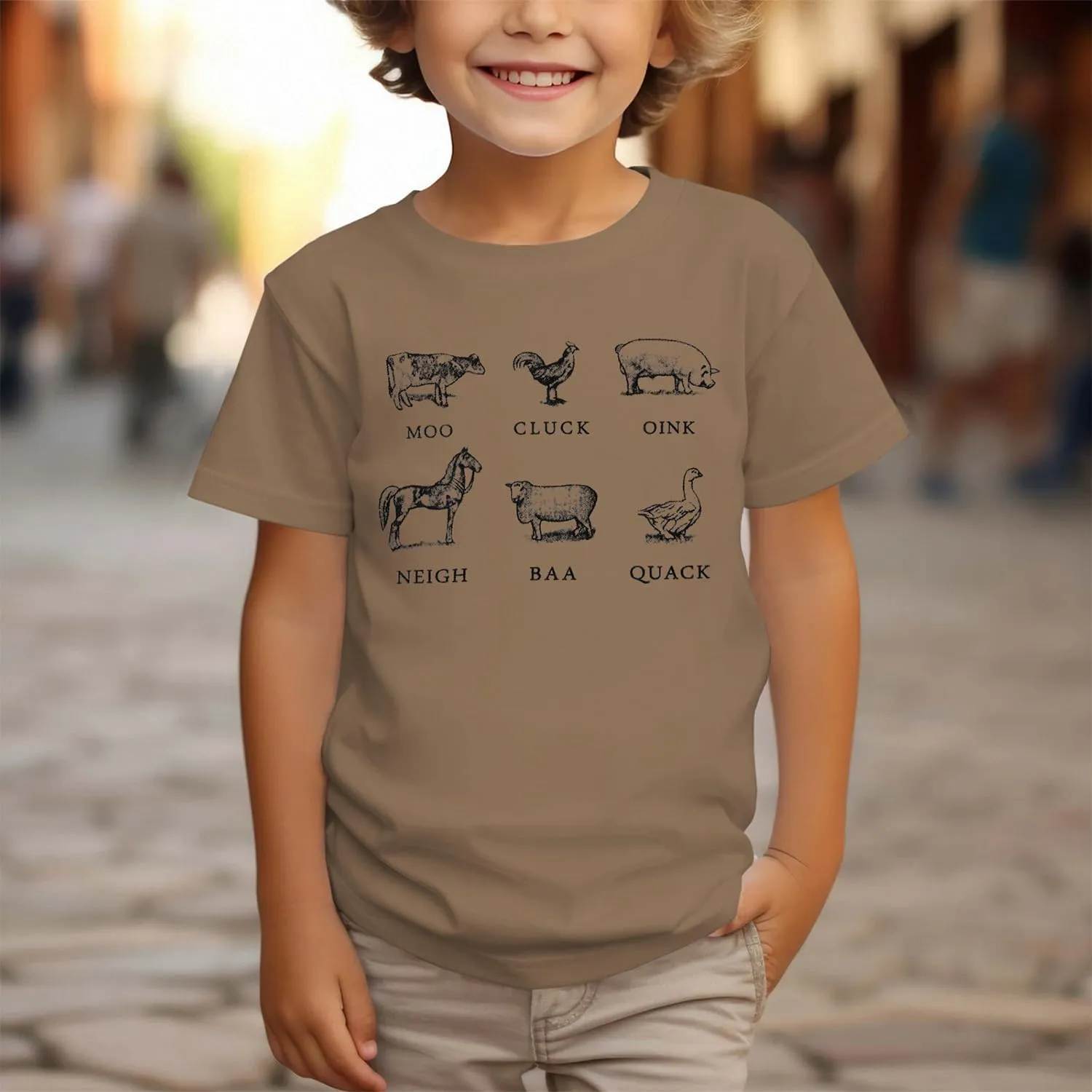 Toddler Baby Boys Girls Farm Shirt Cute Animals Graphic Short Sleeve T-Shirt Kids Funny Letter Print Summer Tee Tops