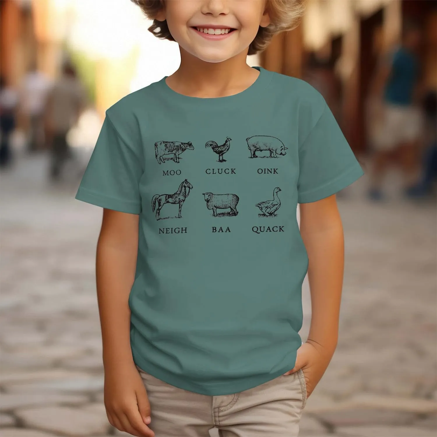 Toddler Baby Boys Girls Farm Shirt Cute Animals Graphic Short Sleeve T-Shirt Kids Funny Letter Print Summer Tee Tops