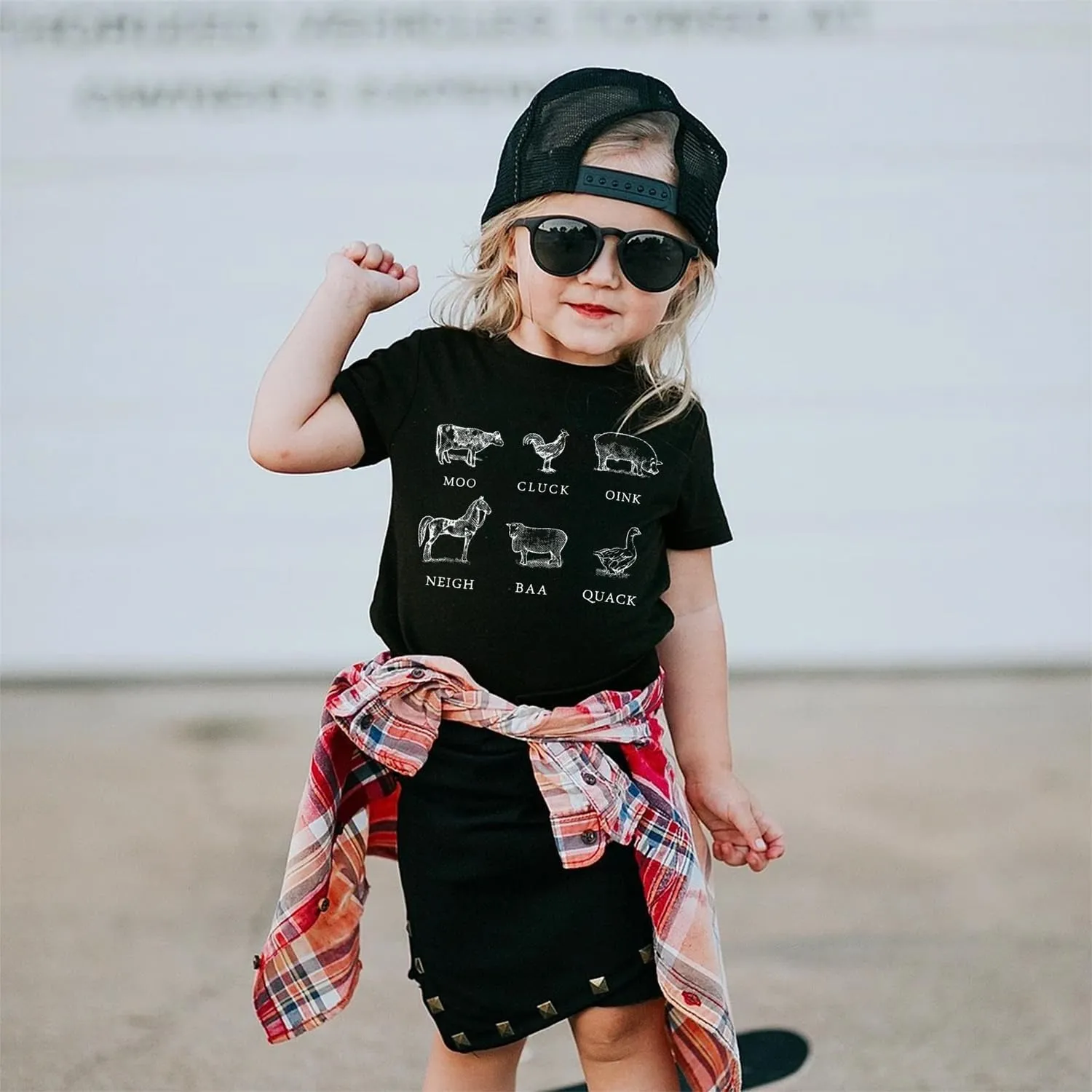Toddler Baby Boys Girls Farm Shirt Cute Animals Graphic Short Sleeve T-Shirt Kids Funny Letter Print Summer Tee Tops