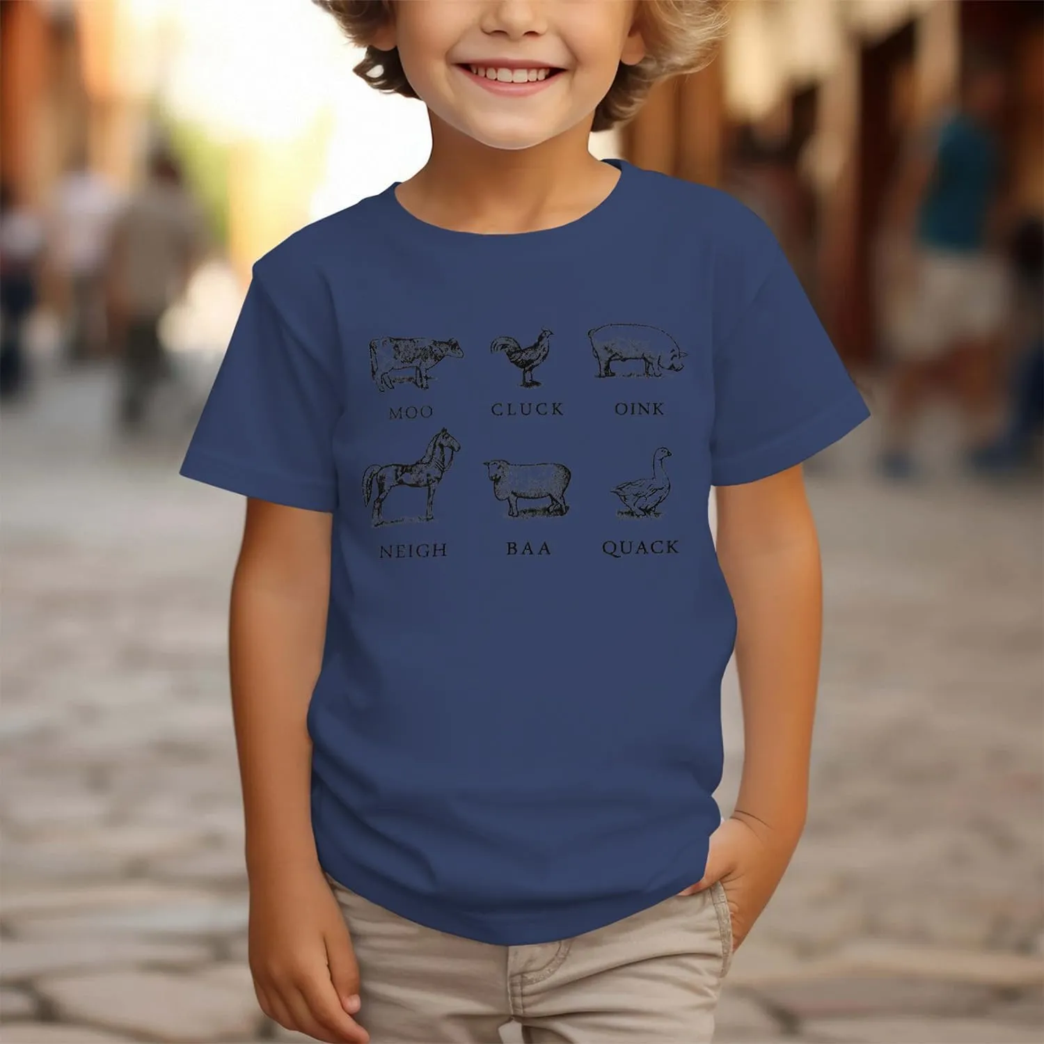 Toddler Baby Boys Girls Farm Shirt Cute Animals Graphic Short Sleeve T-Shirt Kids Funny Letter Print Summer Tee Tops