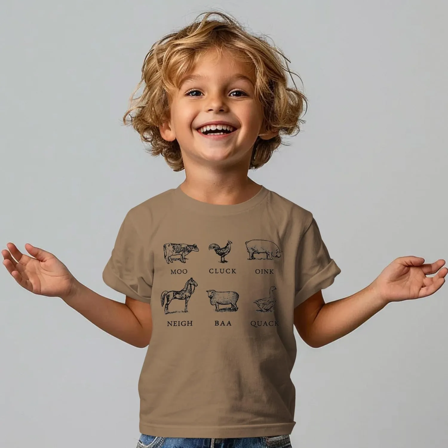 Toddler Baby Boys Girls Farm Shirt Cute Animals Graphic Short Sleeve T-Shirt Kids Funny Letter Print Summer Tee Tops