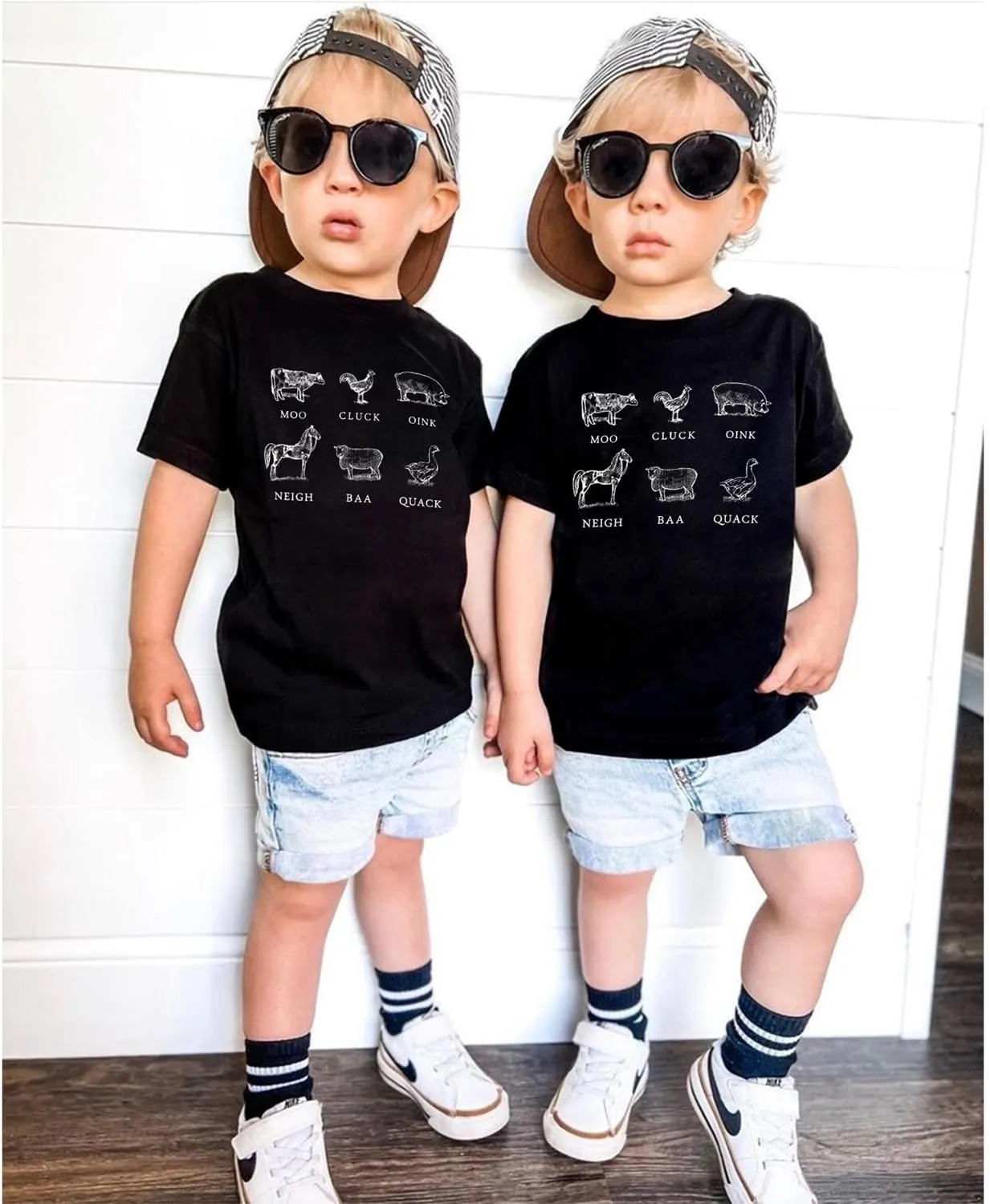 Toddler Baby Boys Girls Farm Shirt Cute Animals Graphic Short Sleeve T-Shirt Kids Funny Letter Print Summer Tee Tops