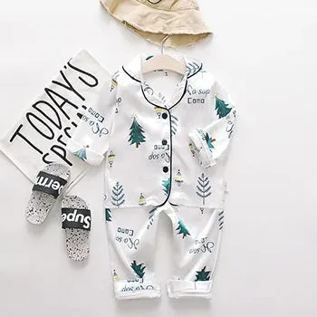 Toddler Girls Silk Satin Pajamas Sets Cartoon Kids Boys Pyjamas Baby Sleepwear Suit Girl Casual Home Wear Loungewear
