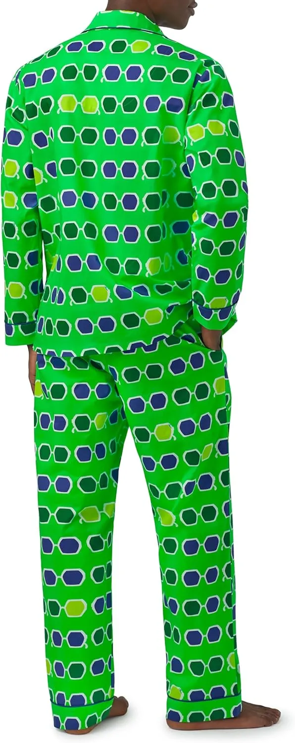 Trina Turk x BedHead Pajamas Mens, Lightweight Organic Cotton Long Sleeve Button Down Pant Lounge Set