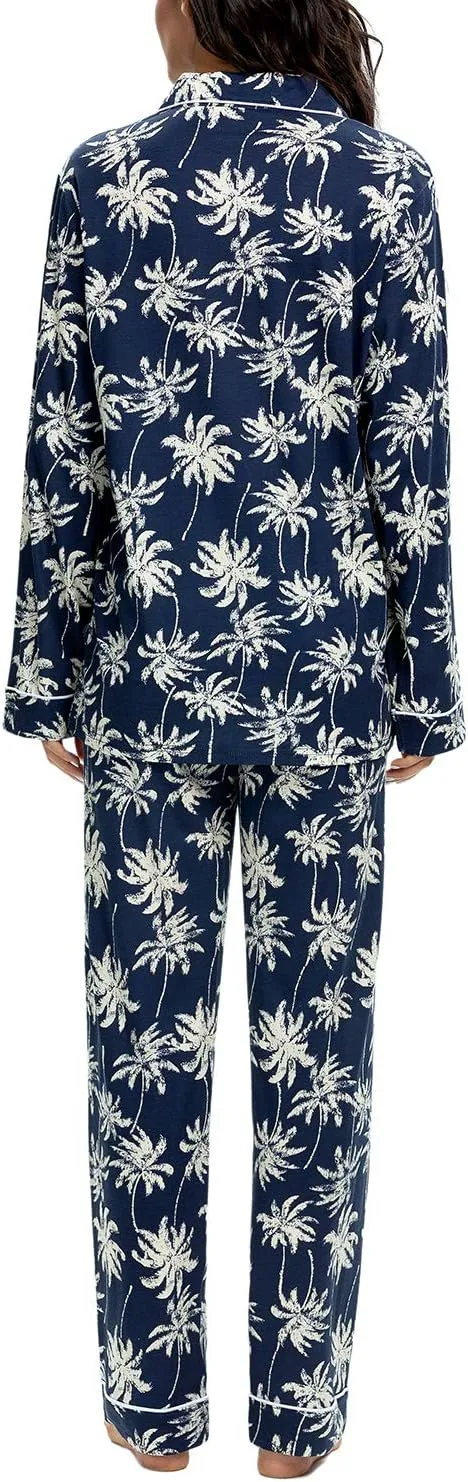 Tugege Pajamas Set Long Sleeve Sleepwear Womens Button Down Nightwear Pj Sets