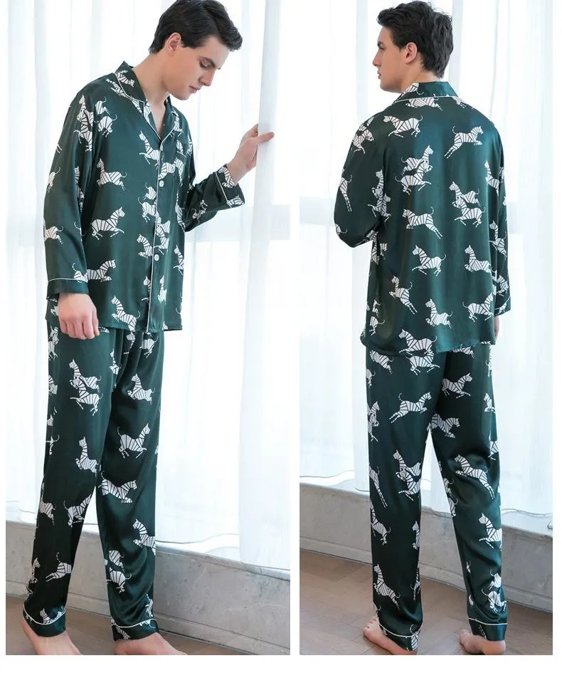 Turquoise Piped Satin Women Pajama Set