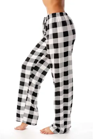 TWGONE Women's Pajamas Pants Casual Loose Comfy Wide Leg Plaid Pants Sleep Bell Bottom Lounge Cute Pajama Pants