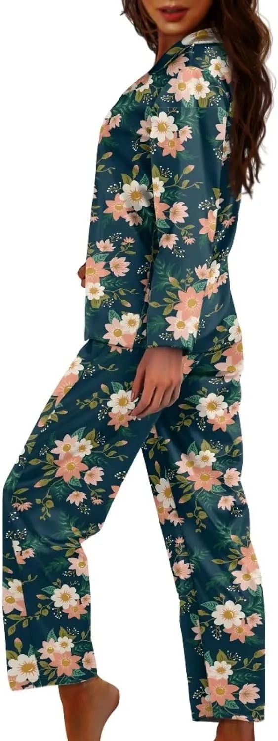 Uasibuni Women's Pajamas Sets Long SleevePajama and Pants Set 2 Piece Casual Comfy Loungewear Sleepwear
