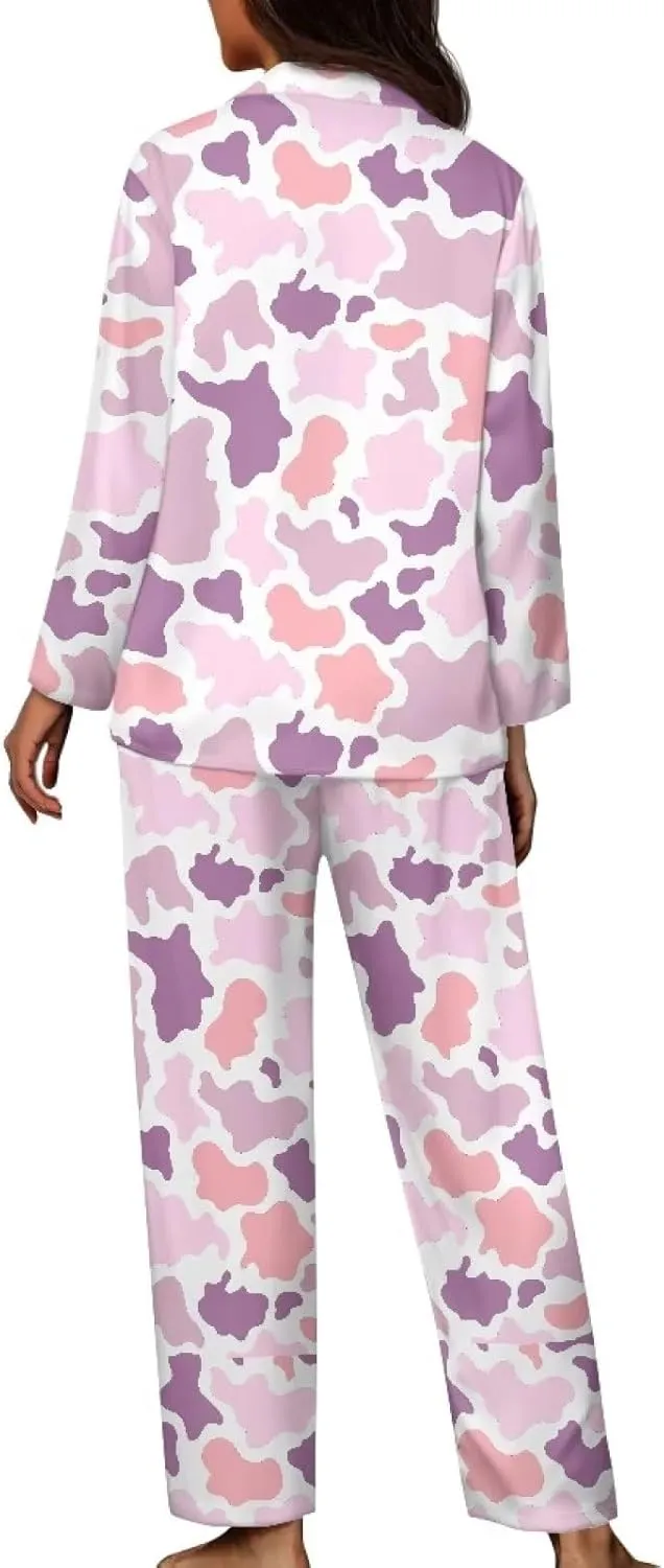 Uasibuni Women's Pajamas Sets Long SleevePajama and Pants Set 2 Piece Casual Comfy Loungewear Sleepwear