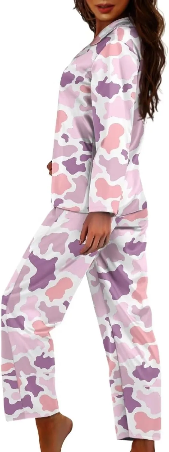 Uasibuni Women's Pajamas Sets Long SleevePajama and Pants Set 2 Piece Casual Comfy Loungewear Sleepwear