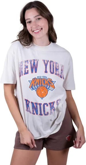 Ultra Game NBA Official Women's Super Soft T-Shirt & Short Set, New York Knicks, White|New York Knicks