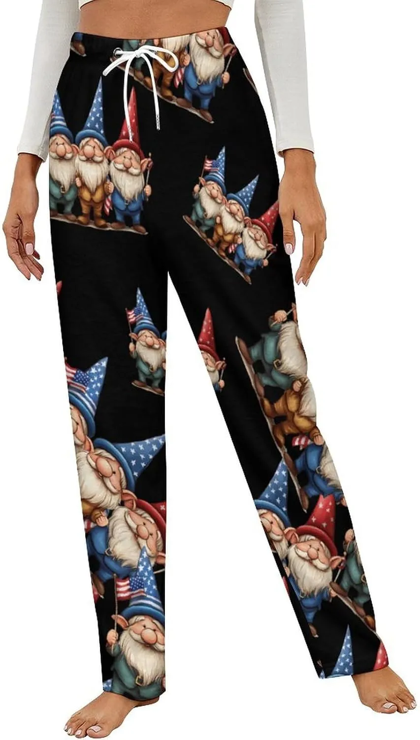 U.S Flag Gnomes Women's Pajama Pants Fleece Warm Pj Bottoms Sleepwear Lounge Pants Loungewear