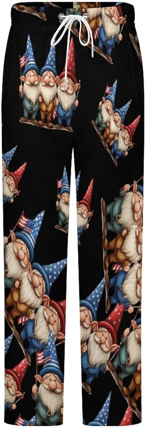 U.S Flag Gnomes Women's Pajama Pants Fleece Warm Pj Bottoms Sleepwear Lounge Pants Loungewear
