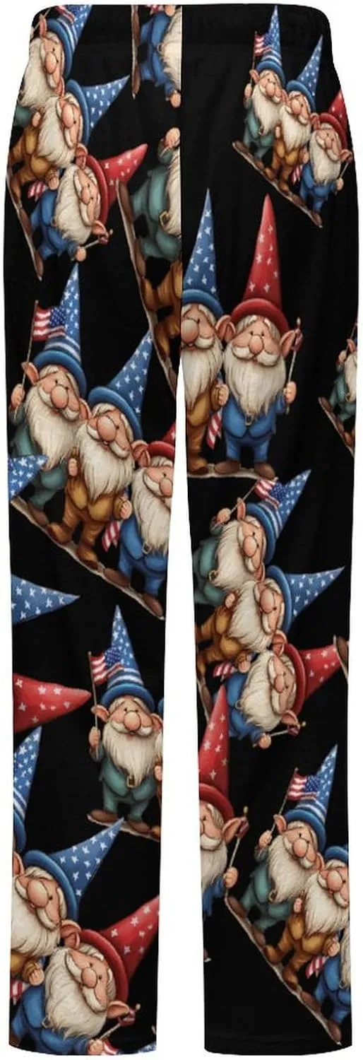 U.S Flag Gnomes Women's Pajama Pants Fleece Warm Pj Bottoms Sleepwear Lounge Pants Loungewear